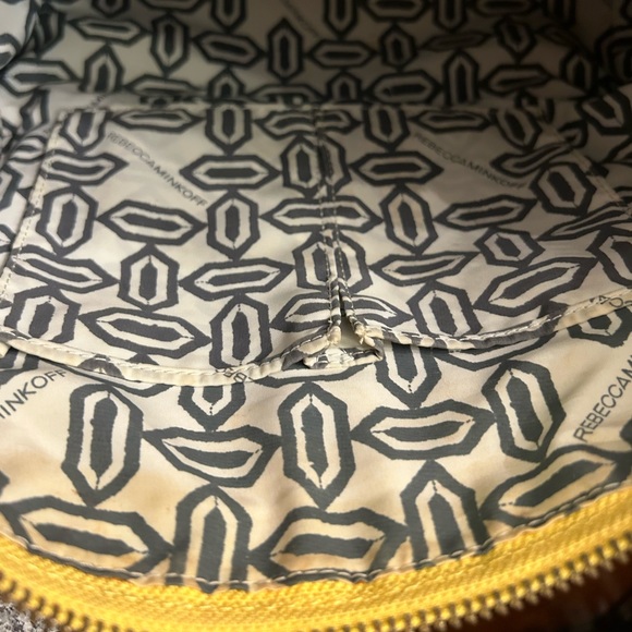 Rebecca Minkoff Yellow Leather Satchel Handbag Gold Hardware Double Handles - Picture 10 of 11